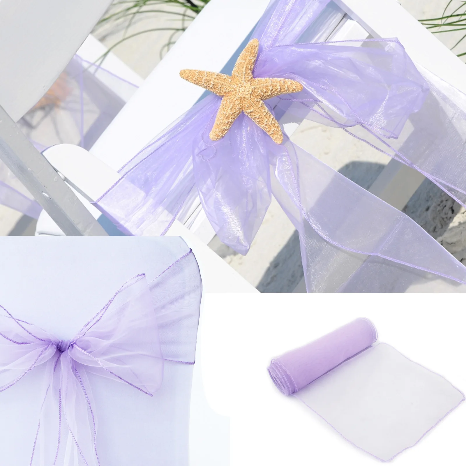10/50/100PCS 17x275cm Organza  - Chair Sash Organza review and price